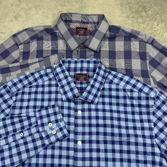 UNTUCKit Wrinkle Free Mens Gingham Check Long Sleeve Button Up Shirts Bundle XL - Picture 1 of 7